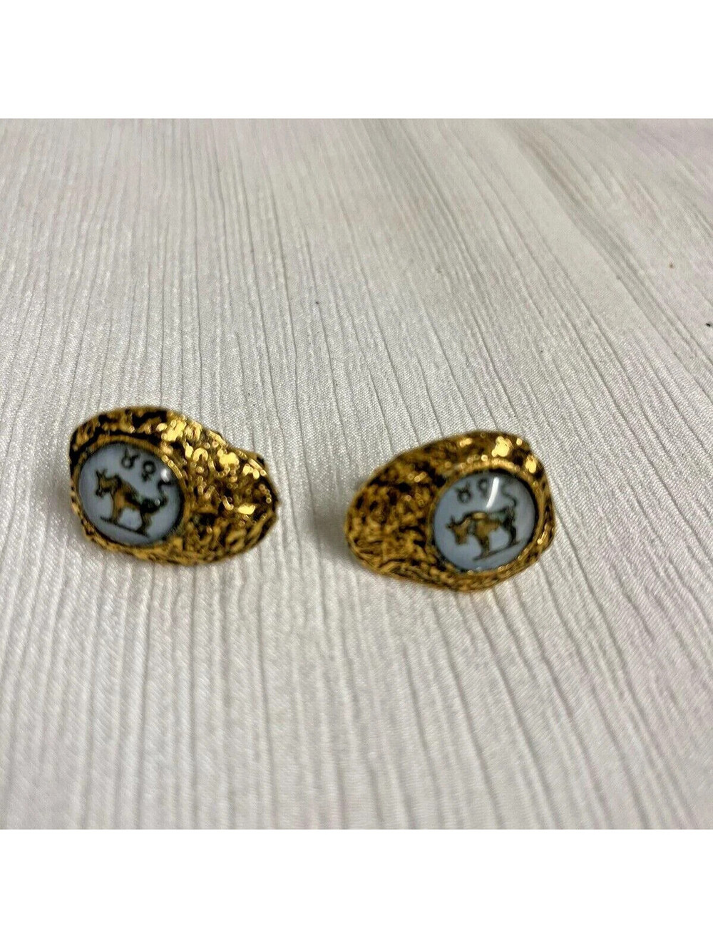 Vintage Taurus Gold Tone Cufflinks